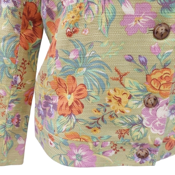 Coldwater Fall Floral Blazer Women's Sz M Floral Tweed Jacket - Picture 3 of 10